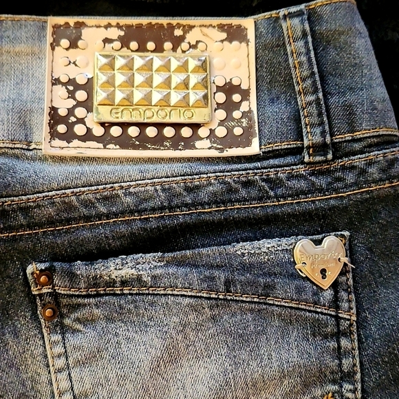 Emporio - LG Blue Wide Band Distressed Denim Micro Shorts - Picture 11 of 11